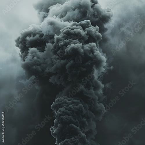 Dark infinite backdrop with ominous smoke clouds on the sides. Concept Dark Background, Ominous Smoke, Atmospheric Setting