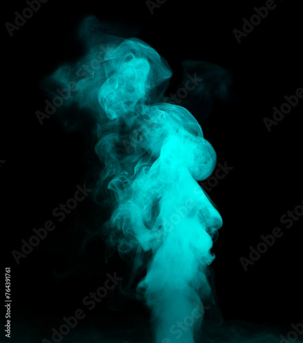Chaotic mixing smoke creates abstract patterns on a black background