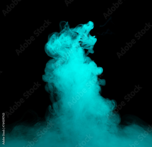 Chaotic mixing smoke creates abstract patterns on a black background