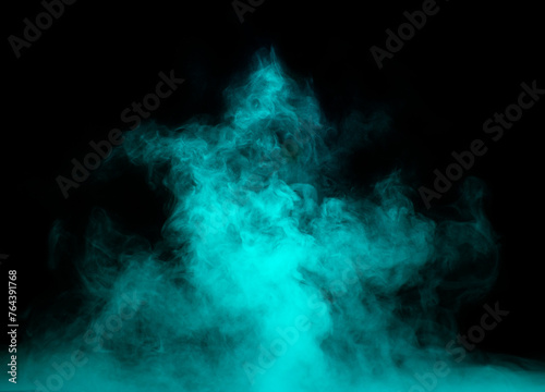 Chaotic mixing smoke creates abstract patterns on a black background