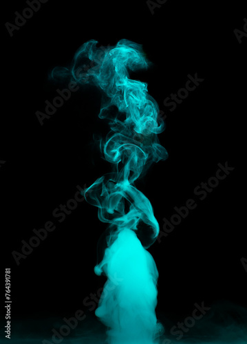 Chaotic mixing smoke creates abstract patterns on a black background