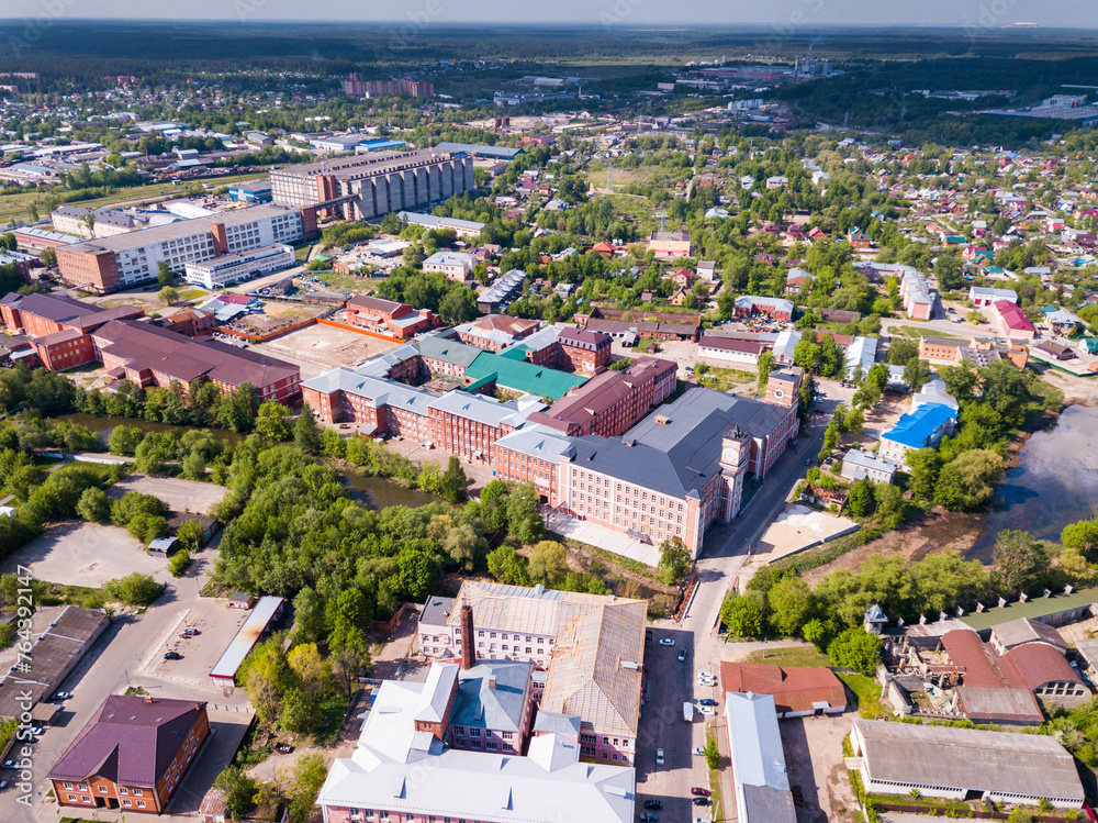 View from drone of Yegoryevsk modern cityscape, Moscow Oblast, Russia..
