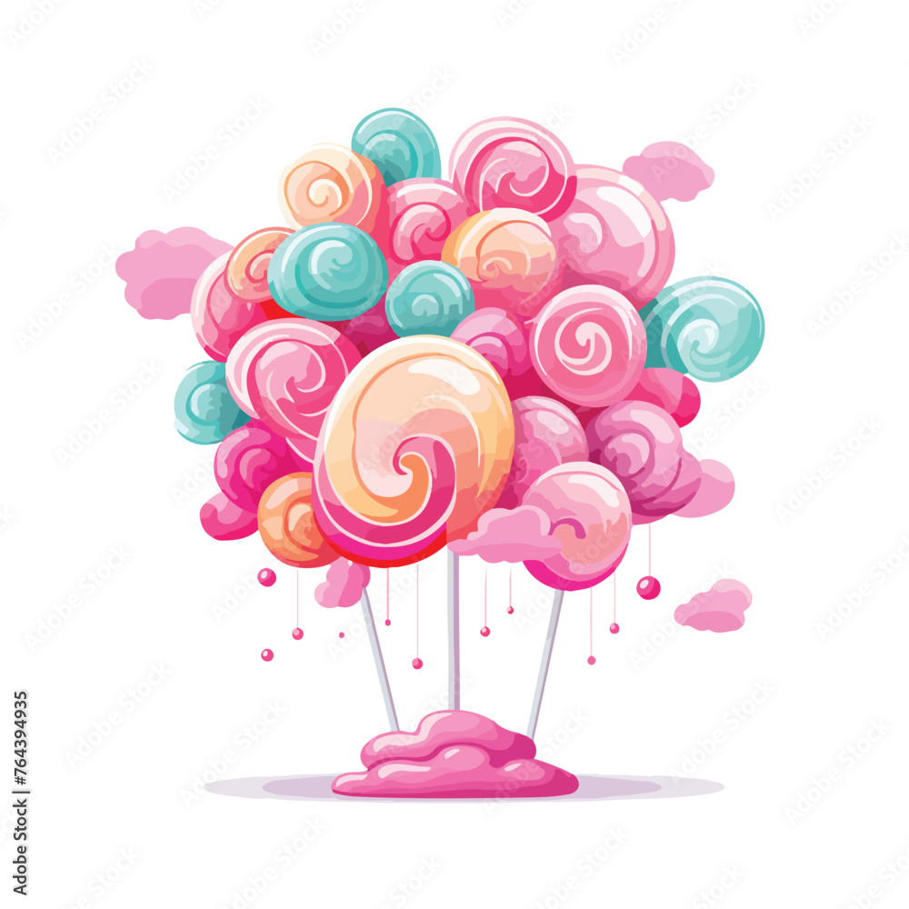 Candy cotton of fair food design flat vector illust