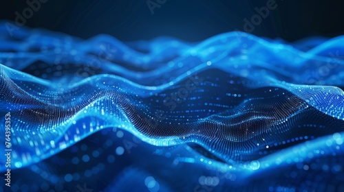 beautiful abstract wave technology background with blue light digital effect corporate concept © chanidapa