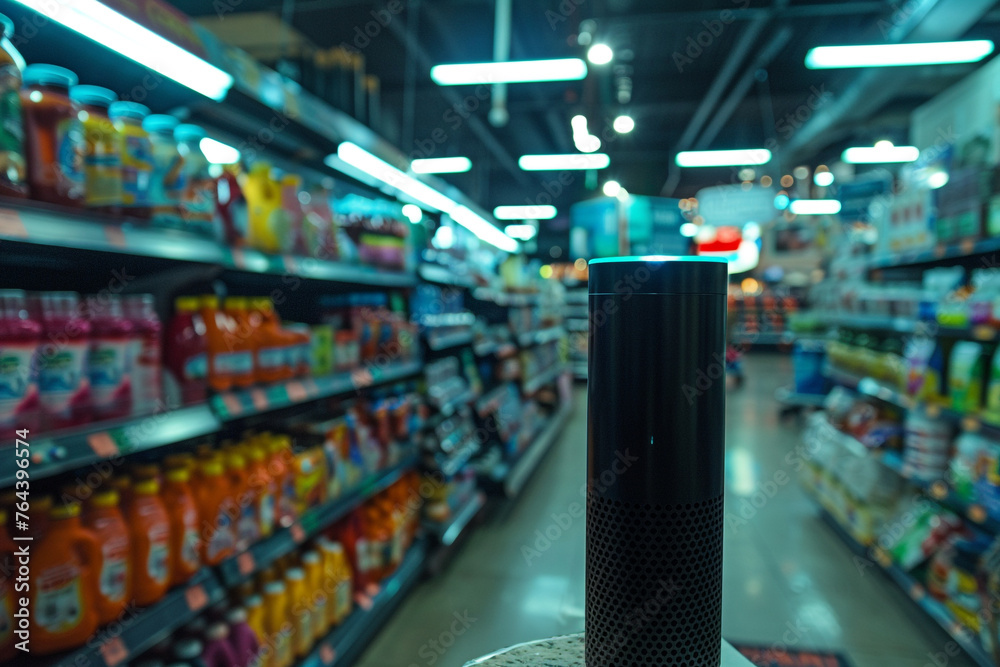 A voice-controlled personal assistant setting up geofencing alerts, reminding users of tasks when they enter specific locations like the gym or grocery store.