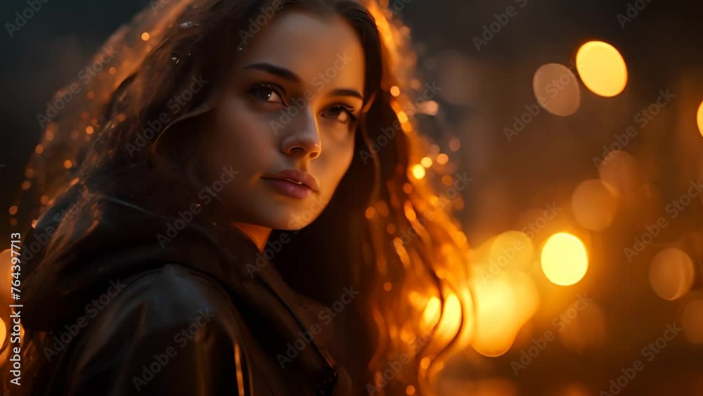 Woman Standing in Front of Street Light Generative AI Woman Standing in Front of Street Light Generative AI