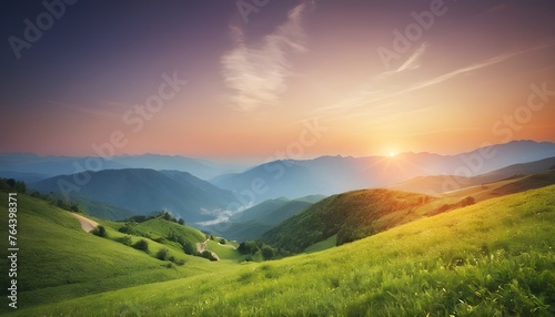 Mountains during sunset. Beautiful natural landscape in the summer time © Awais05