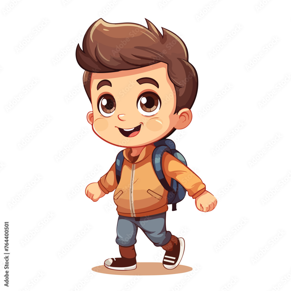 Cute boy cartoon flat vector illustration isolated