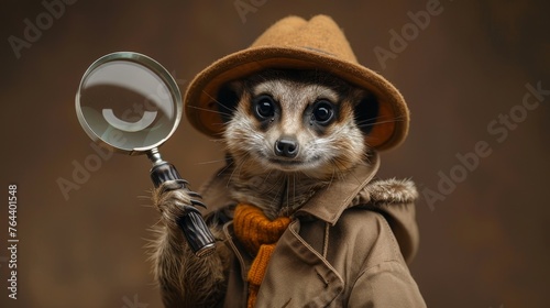 clever raccoon detective is portrayed with a magnifying glass, ready to solve the case aboard an old-fashioned ship setting.