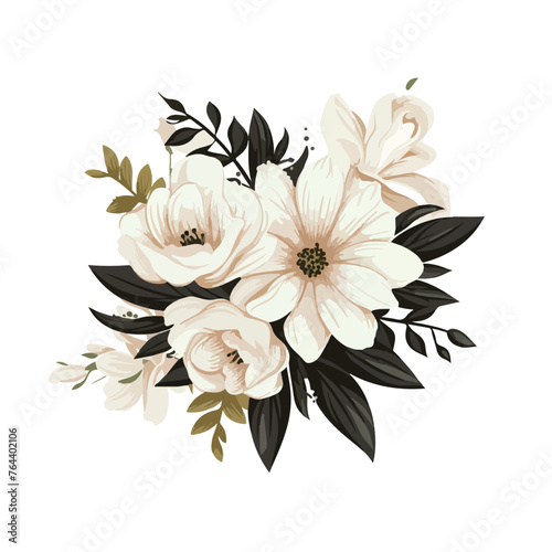 Drawing flower icon. Floral wedding design. Vector