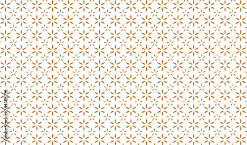 Golden vector seamless pattern with small diamond shapes, floral silhouettes. Simple texture. 