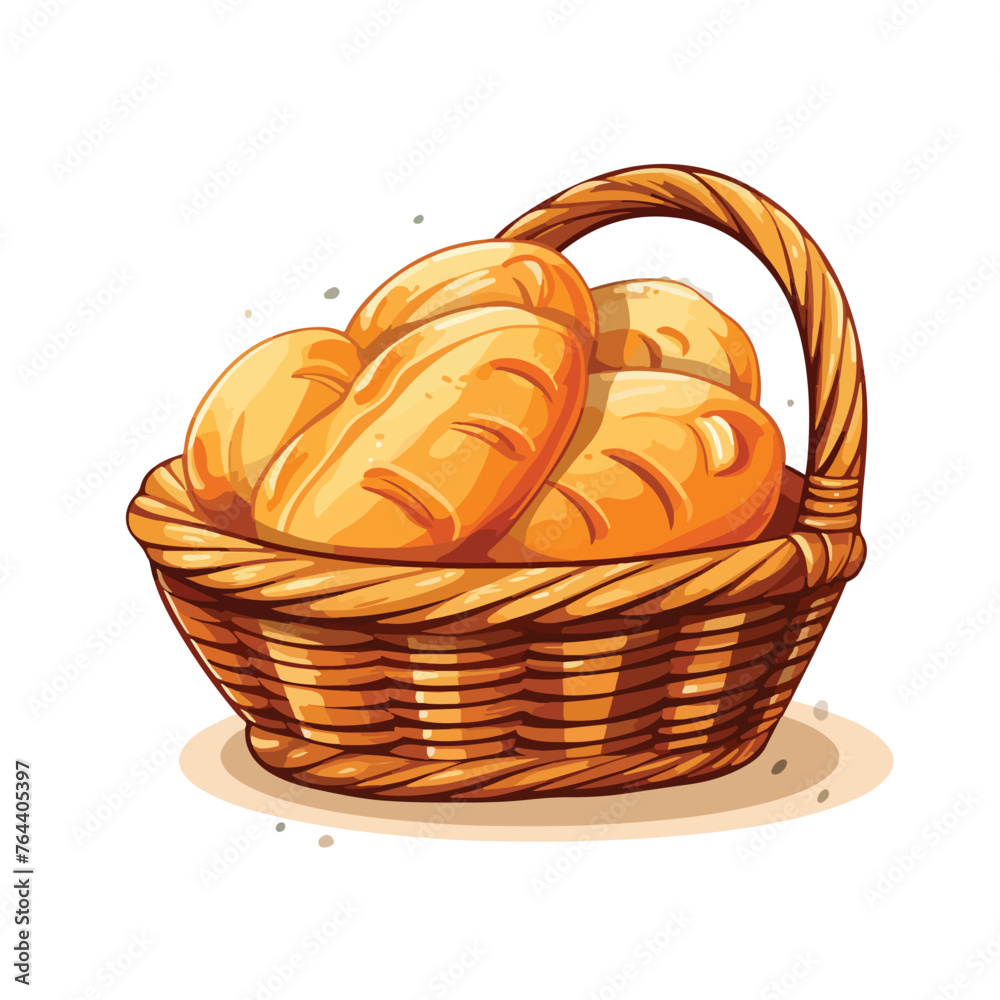 Fresh breads in a basket a healthy meal icon isolated