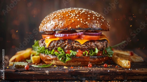 Classic cheeseburger a juicy patty with all the fixings on a toasted brioche bun