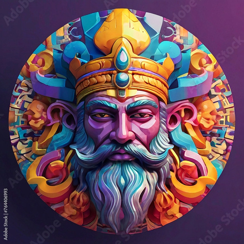 ancient gods in multicolored graffiti style illustration 