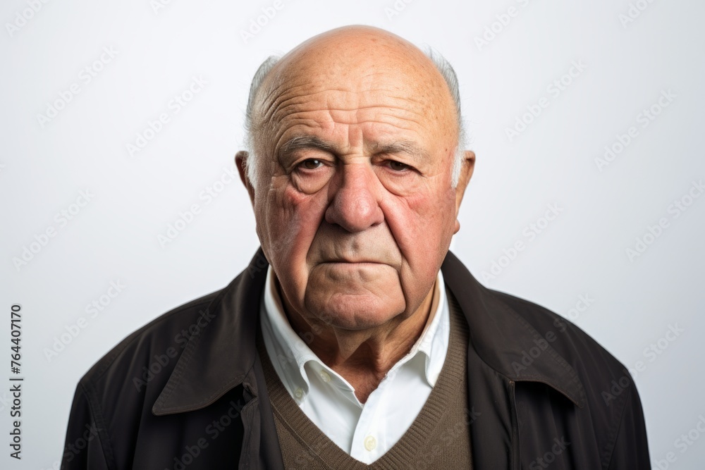 Portrait of a senior man in a black jacket. Isolated on white background. Portrait of a senior man in a black jacket. Isolated on white background.