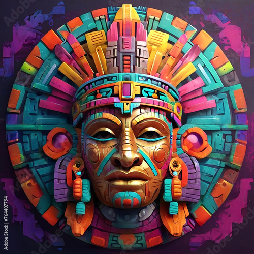 ancient gods in multicolored graffiti style illustration 