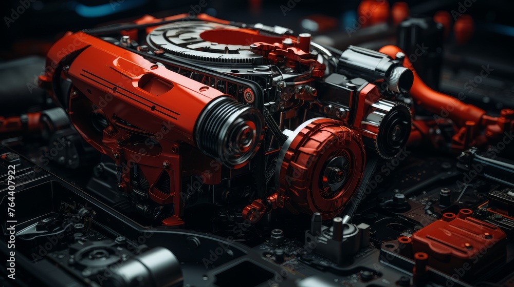 Close-Up of Car Engine
