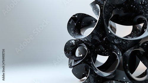 3D rendering of a black and white abstract sculpture.