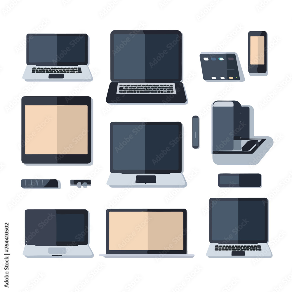 Laptop computer and tablet portable devices icons v