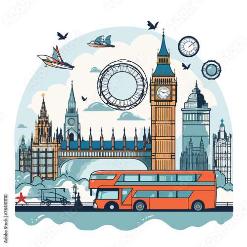 London concept with landmarks icons design vector i