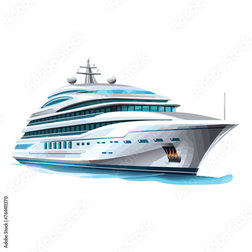 Luxury yatch fast sea travel cruiseship flat vector