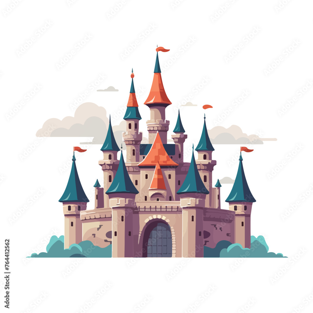 Medieval castle design flat vector illustration iso