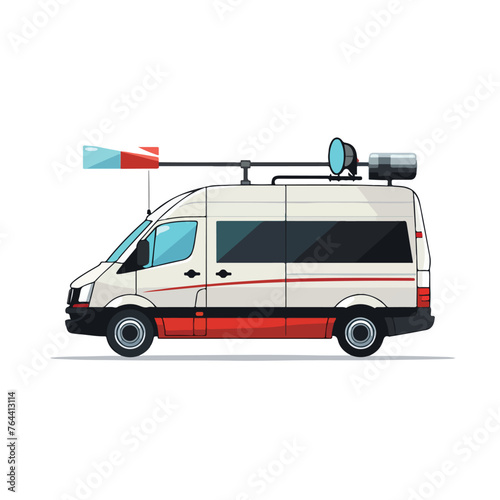 News van with antenna information communication fla