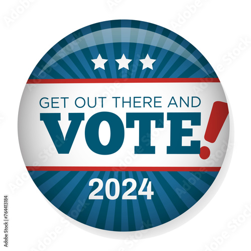 Voting 2024 Icon with Vote, Government, and Patriotic Symbolism and Colors