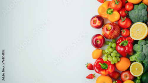 A colorful assortment of fruits and vegetables arranged in a row