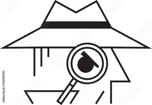 Minimalist Detective With Magnifying Glass Vector Illustration