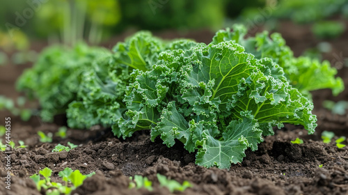 Kale Leaves Unfurling in the Garden Patch