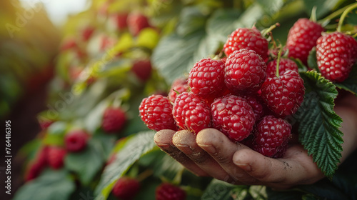 Raspberry Bush s Sweet Berries for the Picker