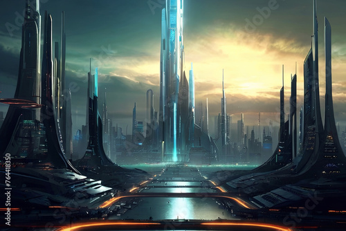 Futuristic city abstract digital art HD wallpaper. Vibrant and dynamic urban landscape. Perfect for modern screens.  