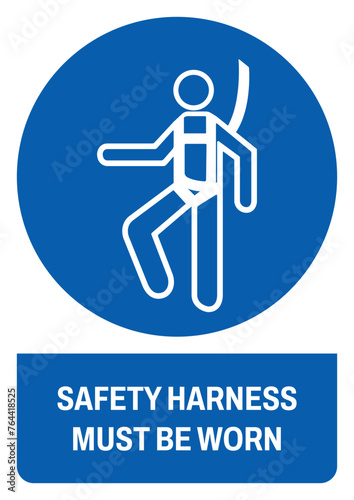 ISO mandatory safety signs safety harness must be worn size a4/a3/a2/a1