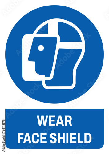 ISO mandatory safety signs wear face shield size a4/a3/a2/a1