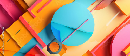 close Abstract background design, colorful minimalist geometric composition