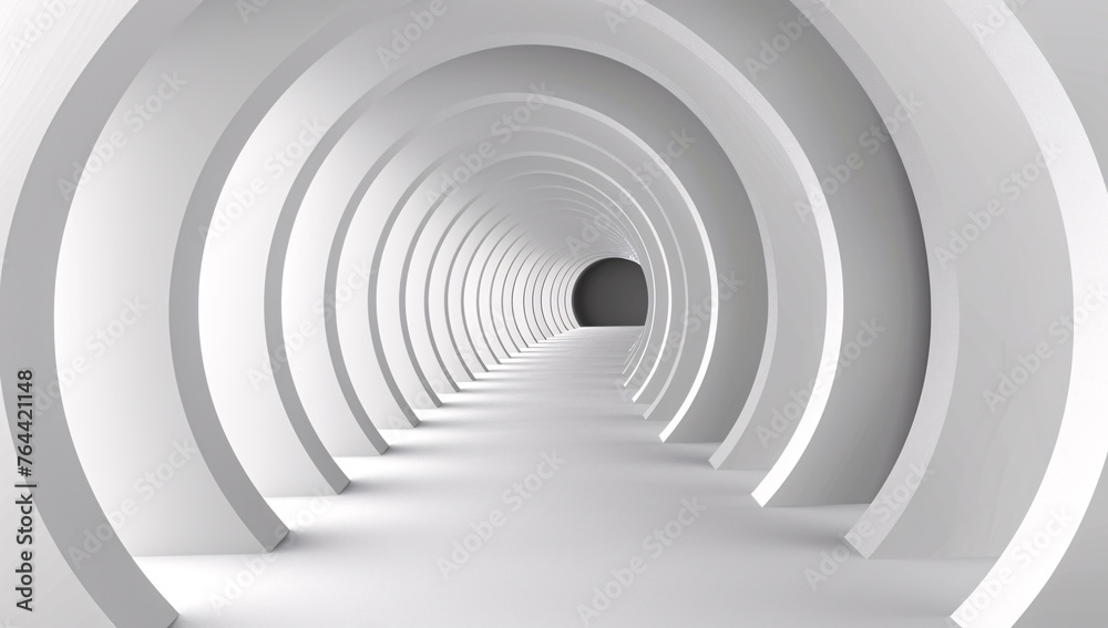 Obraz premium Futuristic Interior Corridor, Modern Architectural Design with Light and Perspective