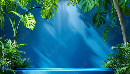 Tropical Resort Pool  Summer Vacation Background with Blue Water and Palms