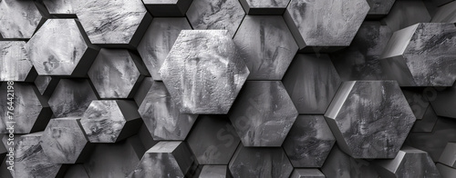 Hexagonal Honeycomb Pattern, Modern Geometric Background in Grey and White