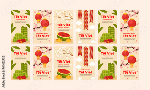 happy tet vietnam vector illustration template flat design