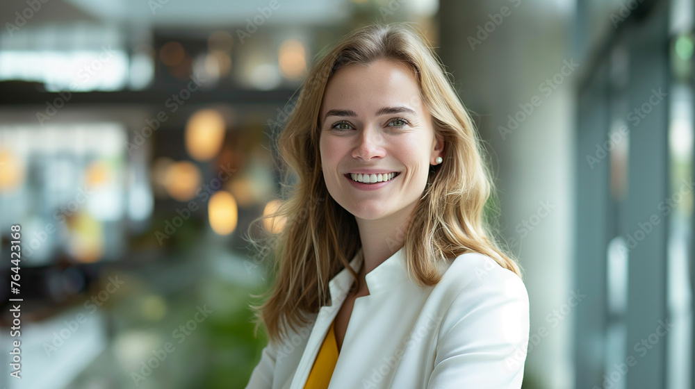 Portrait of a successful businesswoman smiling confidently in a corporate environment Portrait of a successful businesswoman smiling confidently in a corporate environment