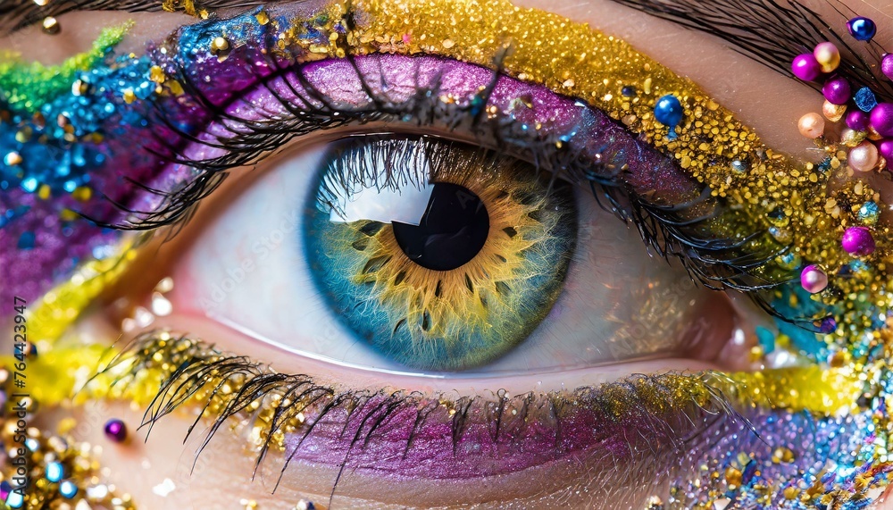 Ai - eye with colorful Makeup eye, beauty, iris, woman, face, blue, macro, closeup, vision, abstract, look, eyelashes, color, eyeball, green, eyelash, pupil