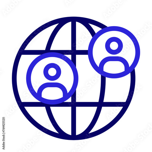 This is the Global Network icon from the data management icon collection with an Outline color style