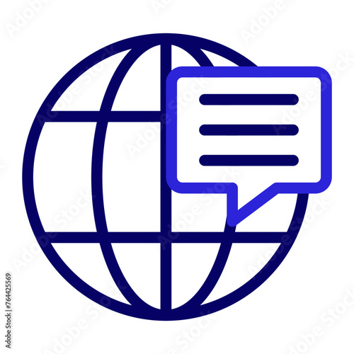 This is the Global Chatting icon from the data management icon collection with an Outline color style