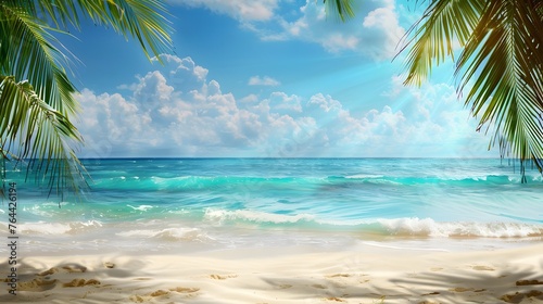 beach view with palm tree