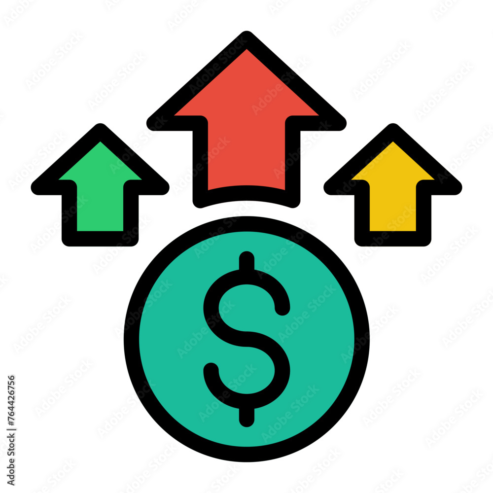 This is the Inflation icon from the investment icon collection with an Outline color lineal style This is the Inflation icon from the investment icon collection with an Outline color lineal style