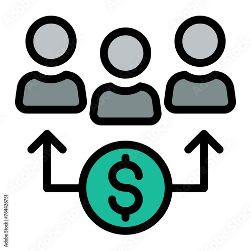 This is the Dividend icon from the investment icon collection with an Outline color lineal style