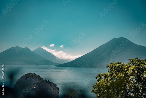 volcano Toliman and San Pedro, Lake Atitlan, Guatemala photo