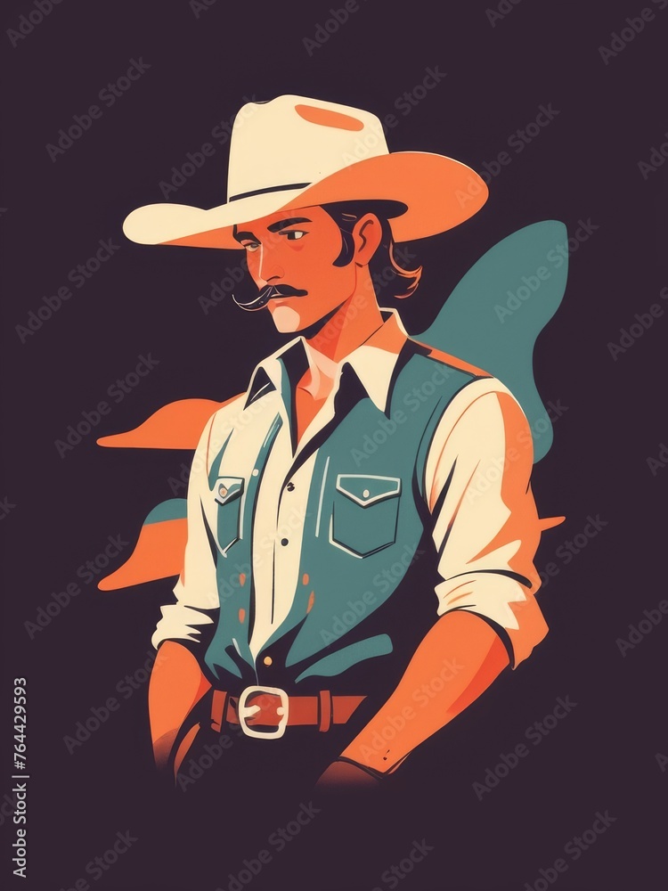 cowboy flat art illustration for t-shirt design cowboy flat art illustration for t-shirt design