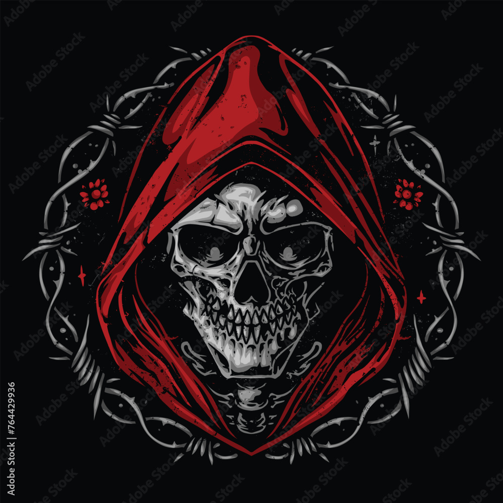 skull wearing hood vector illustration skull wearing hood vector illustration